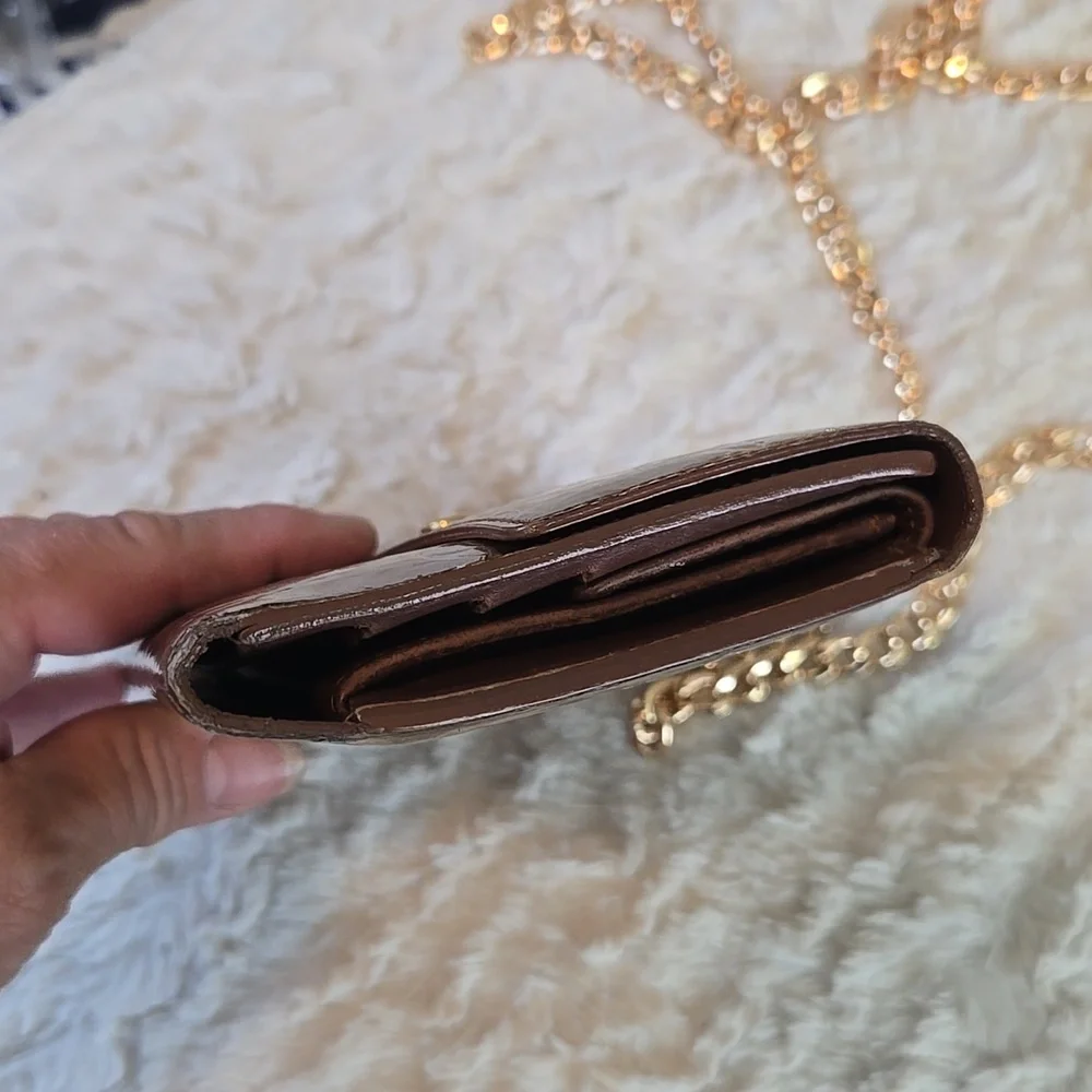 Louis Vuitton Bronze Metallic Monogram Chain Crossbody Wallet - Picture 6 of 8